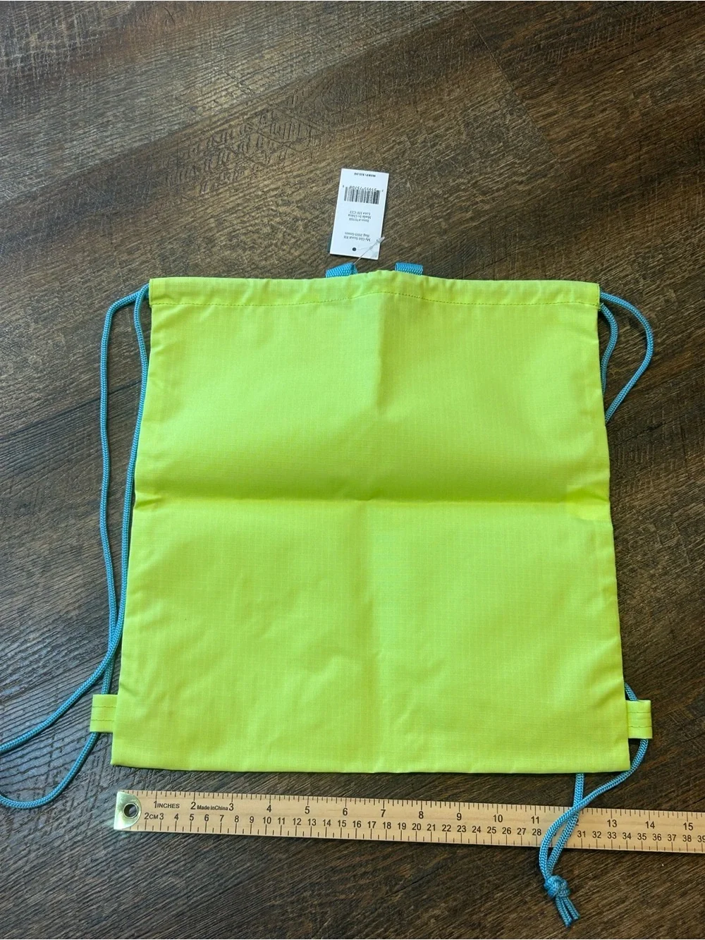 Girl Scouts Lime Green Drawstring Backpack with Blue Trefoil